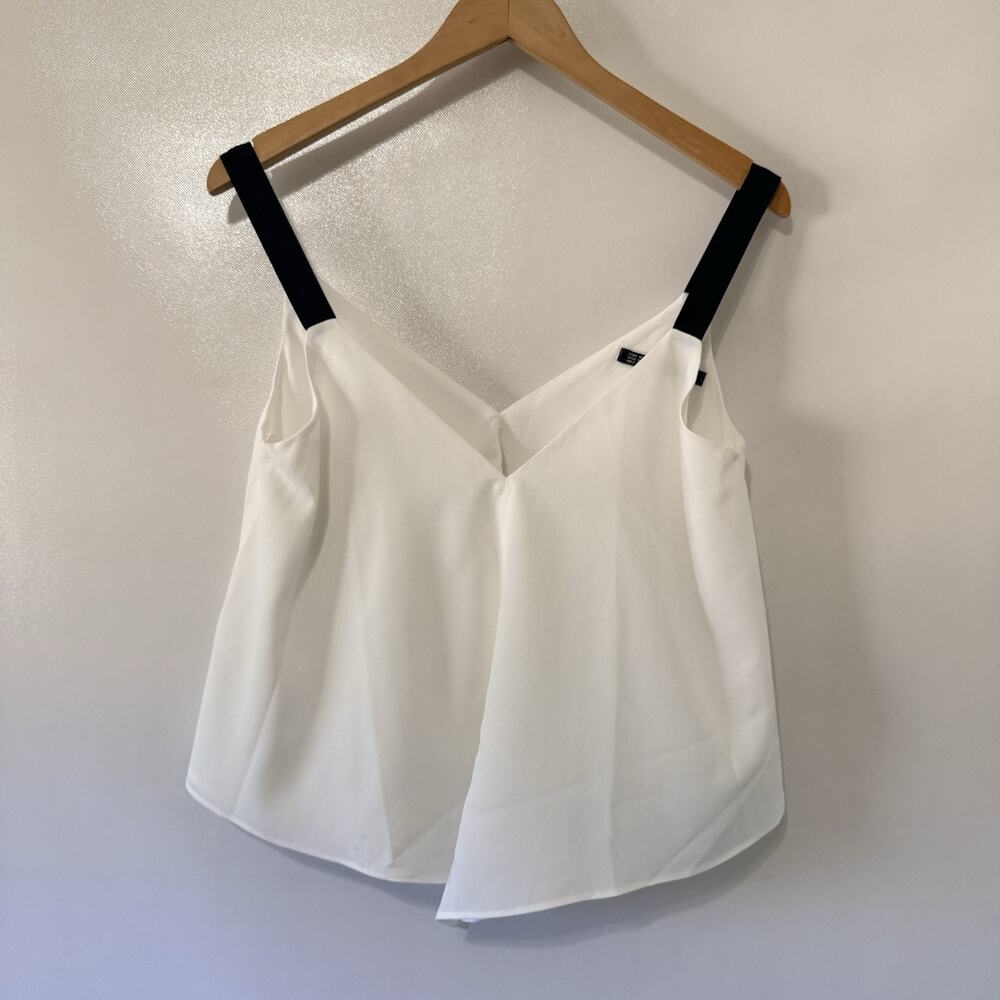 Zara Trafaluc Women’s Elegant Medium Tank White Black Strap V-Neck Cami Top